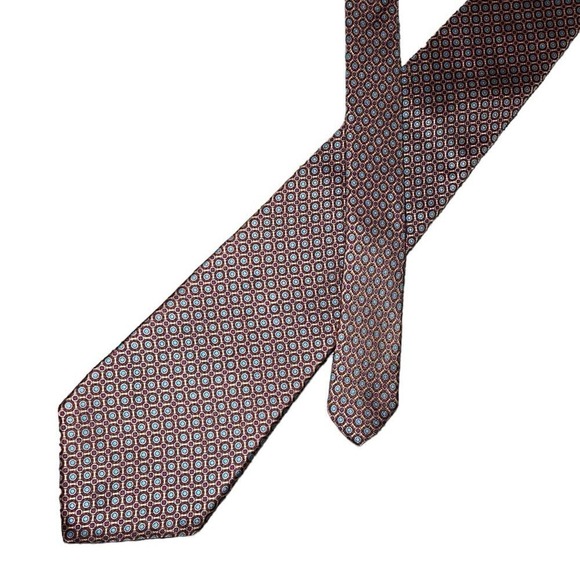 Yves‎ Saint Laurent Tie 100% Silk Gold blue Red - Picture 1 of 7